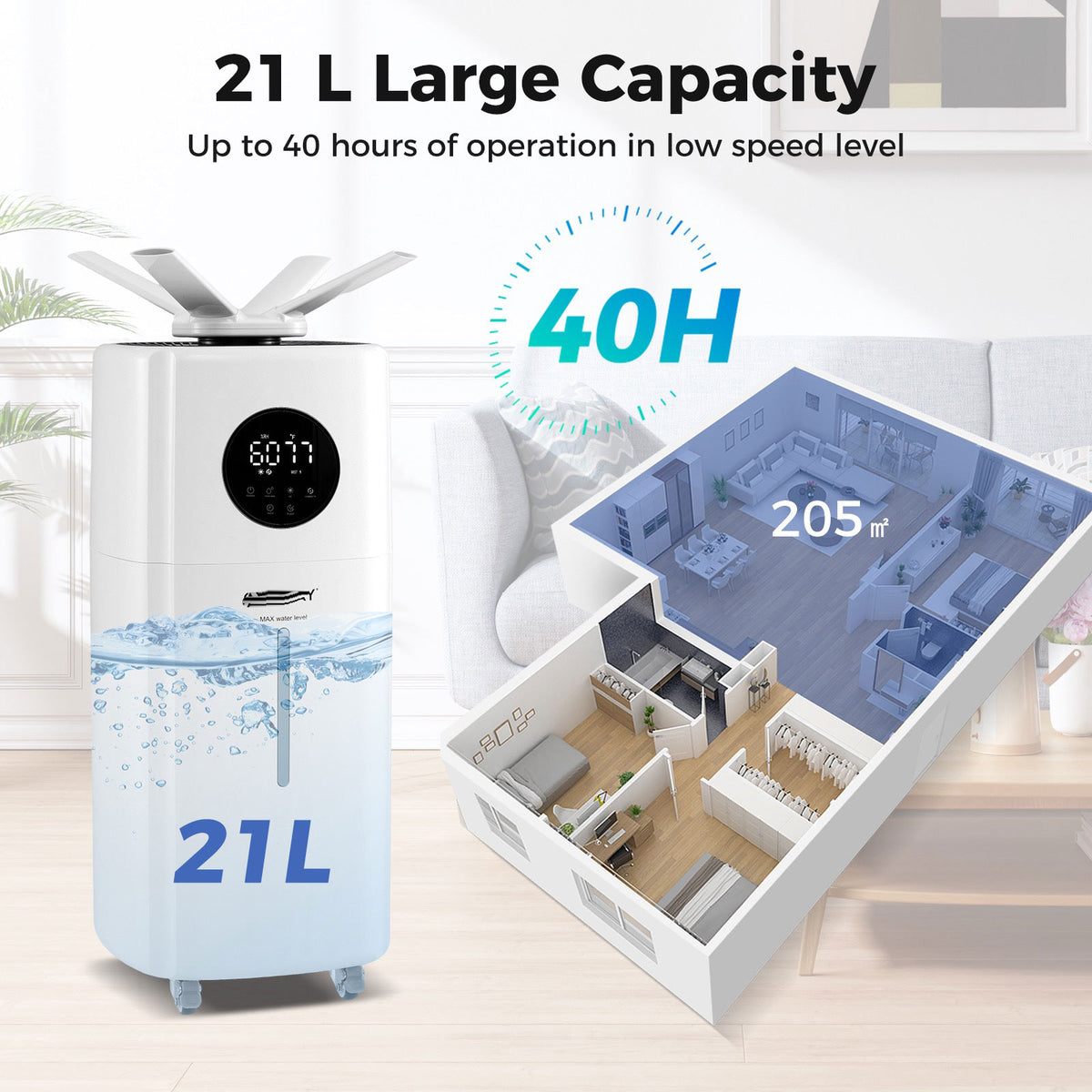 5.5 Gallon Large Room Humidifier with Remote Control & 360° Mist