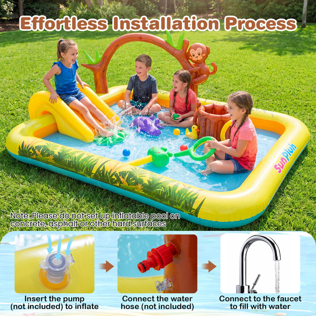 Animal Spray Pool with Slide for Backyard and Garden