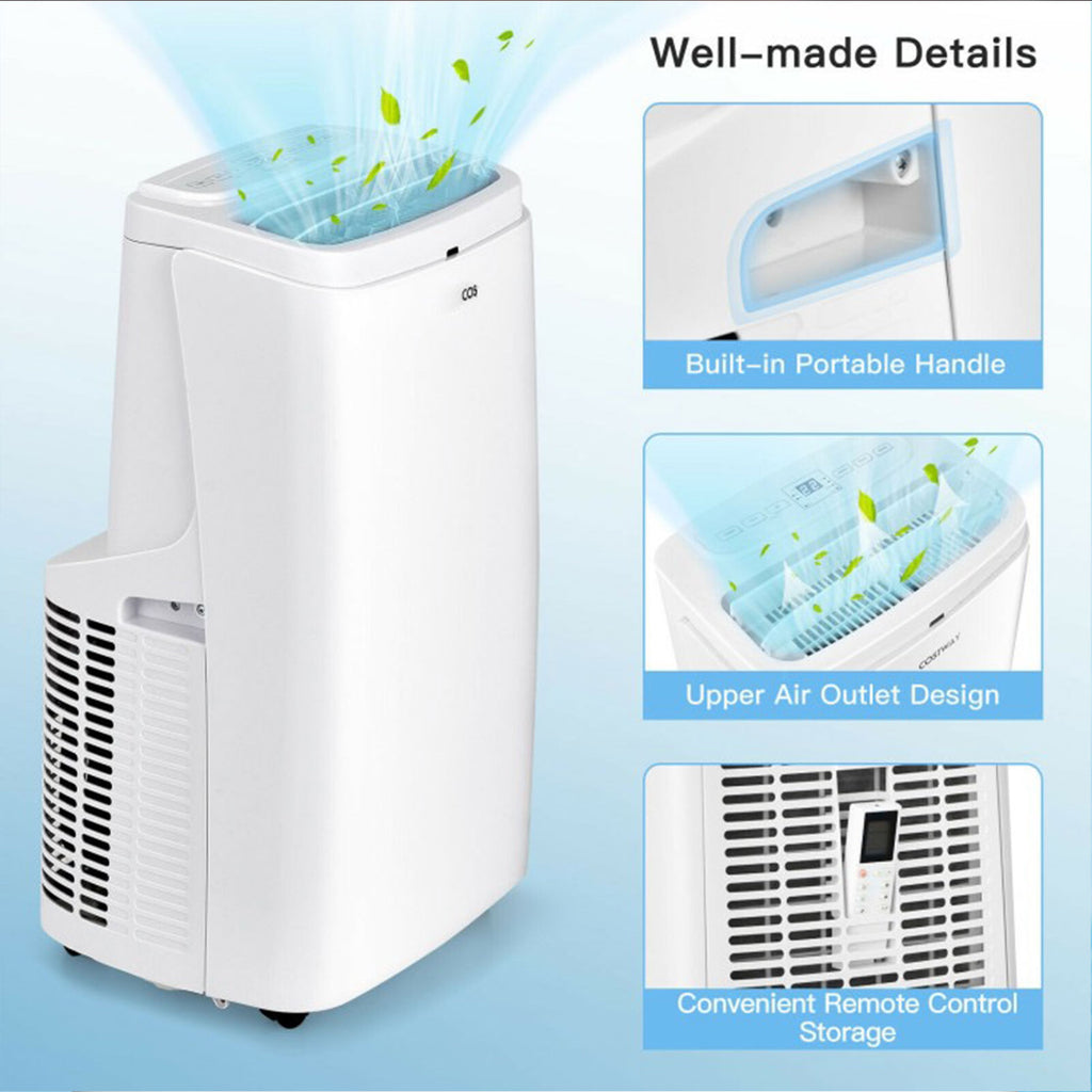 9,000 BTU ASHRAE 3-in-1 Portable Air Conditioner with Remote Control & Dehumidifier