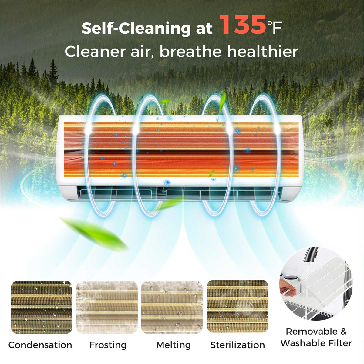 24000 BTU Ductless Mini Split AC with Heat Pump 18.5 SEER2