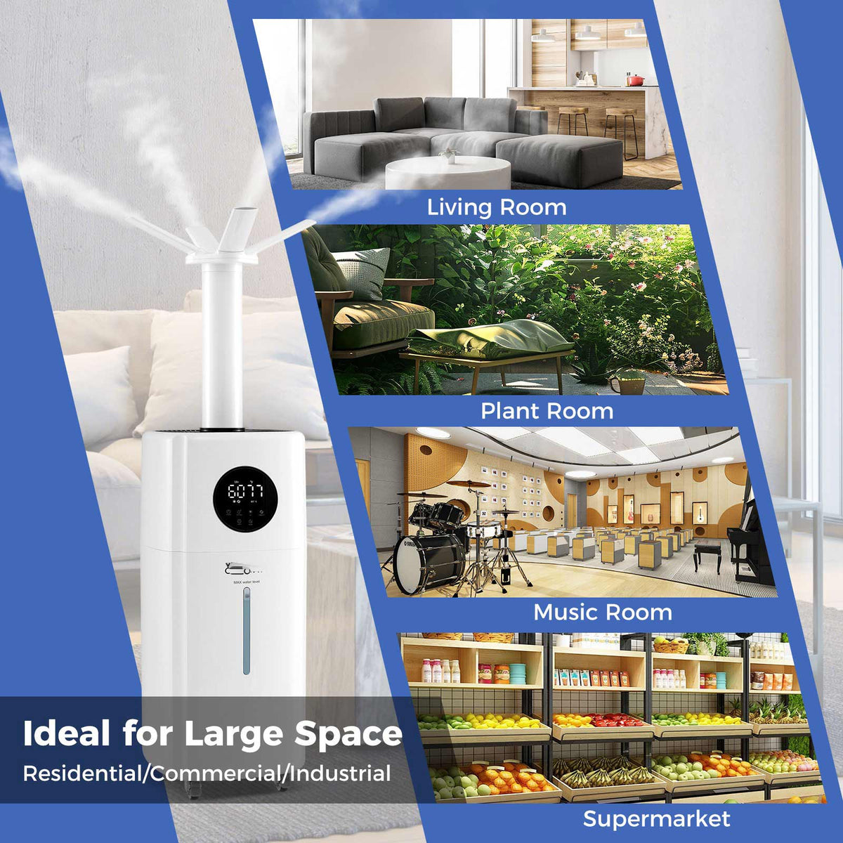 5.5 Gallon Large Room Humidifier with Remote Control & 360° Mist
