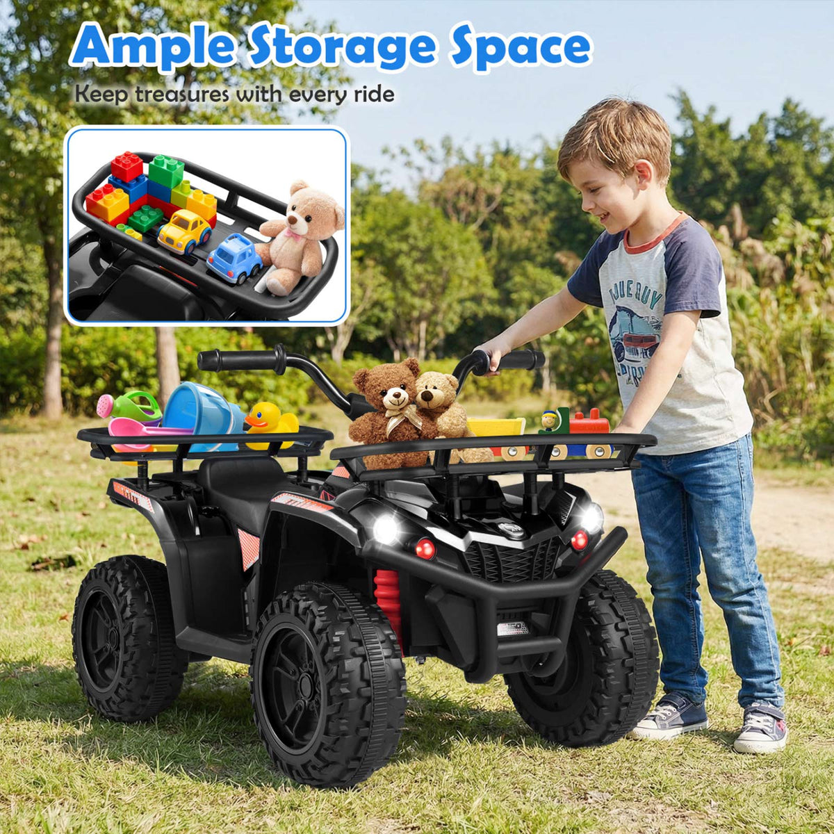 24V Kids Electric Ride-On ATV with LED Headlights