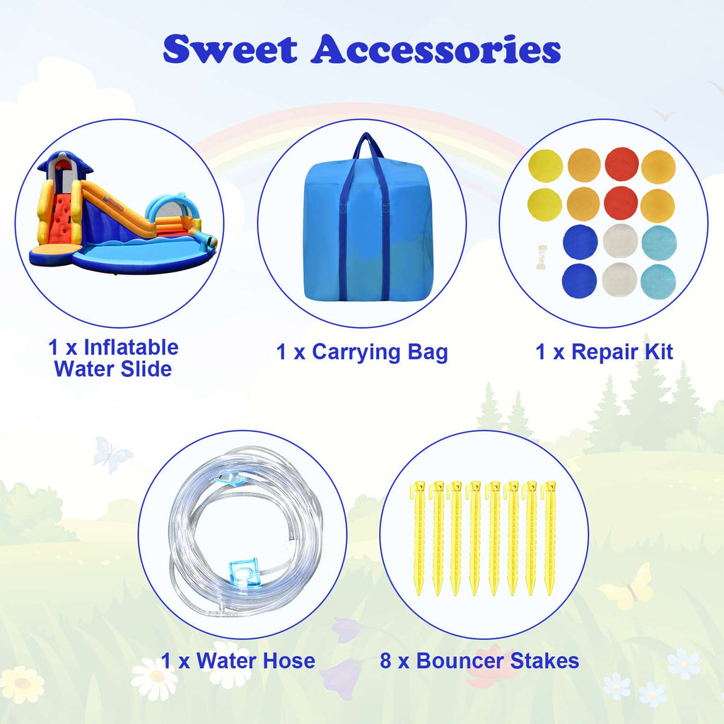 Kids Inflatable Water Bounce House with Slide & Splash Pool