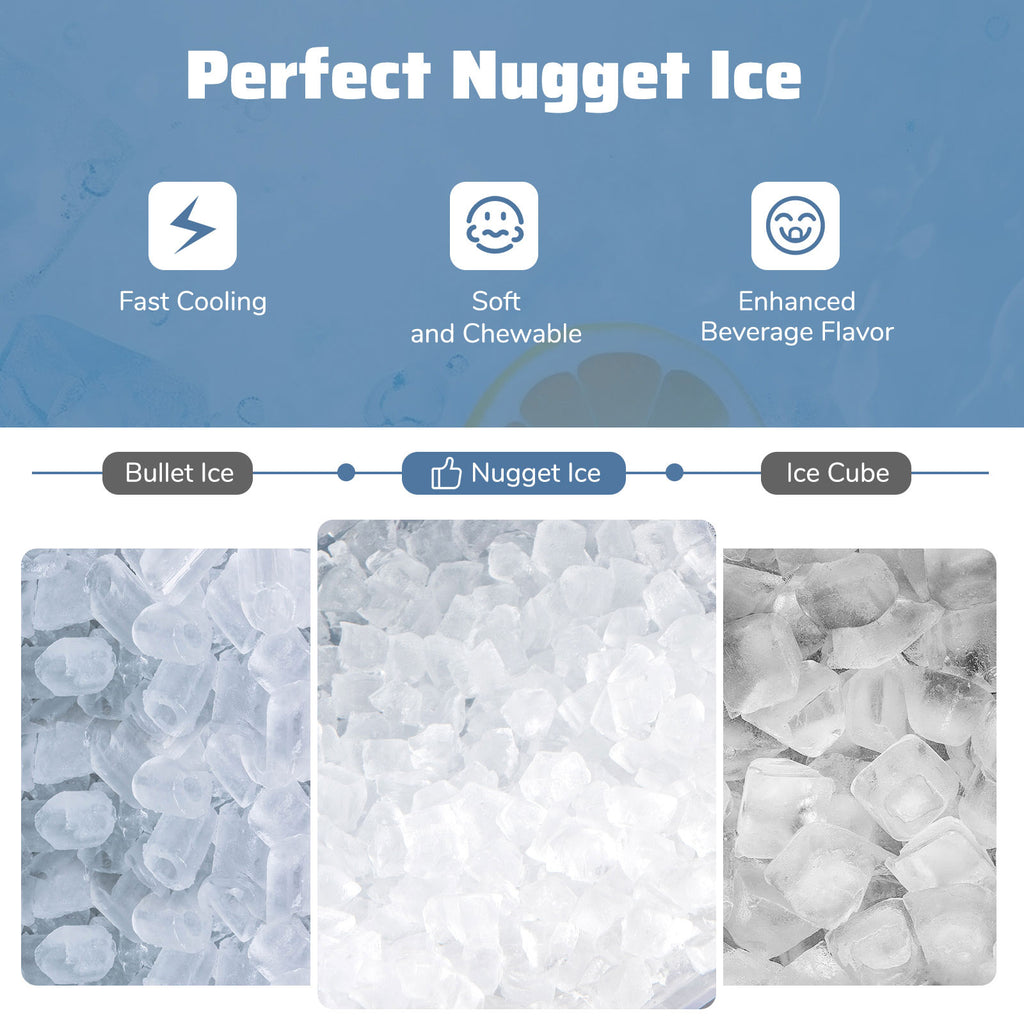 44 lbs/Day Countertop Nugget Ice Maker Soft Chewable Pellet Ice