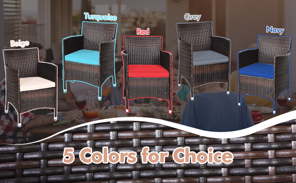 3 Pieces Ergonomic Wicker Patio Conversation Set