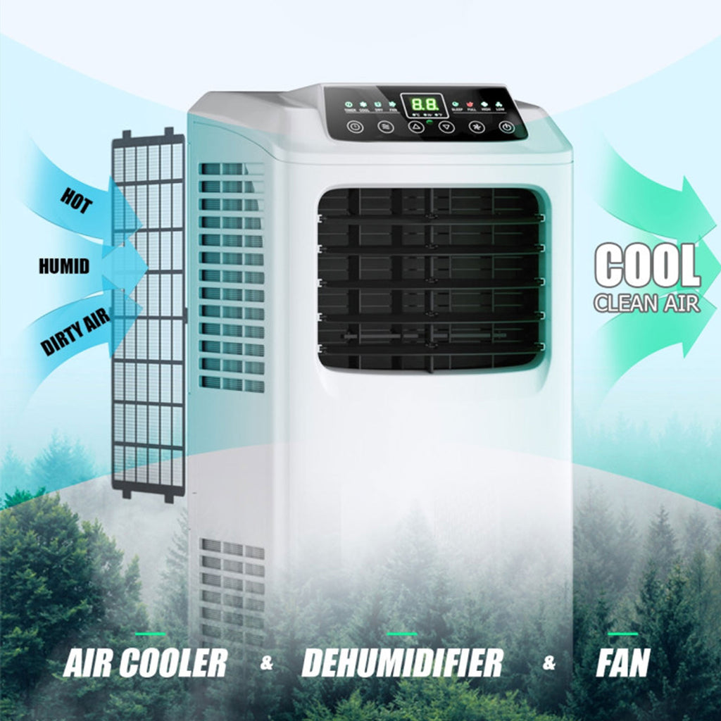 9,000 BTU 3-in-1 Portable Air Conditioner with Remote Control & Dehumidifier