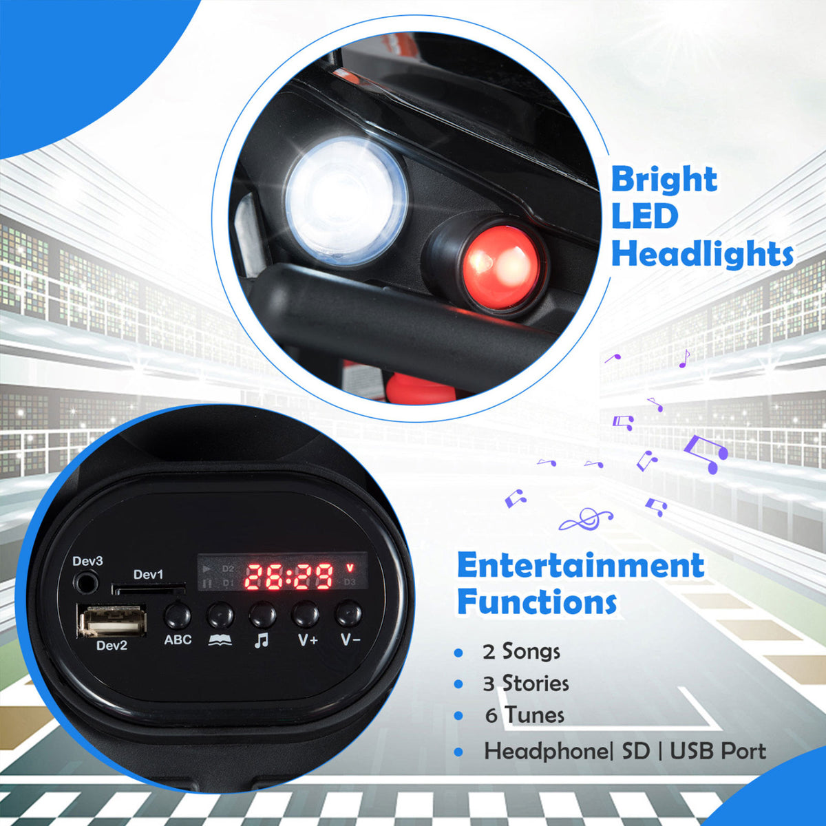 24V Kids Electric Ride-On ATV with LED Headlights
