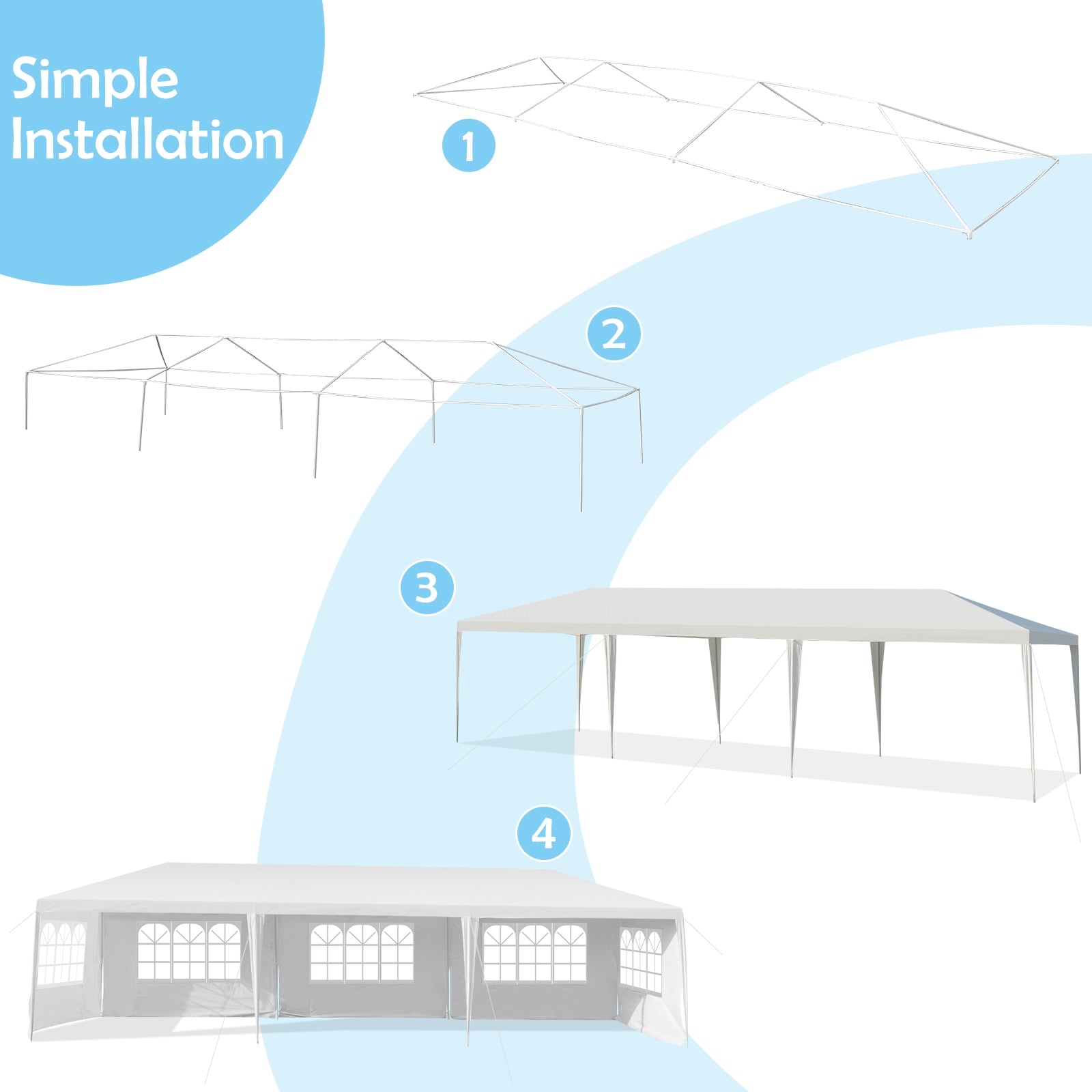 10 x 30 Feet Canopy Tent with 5 Removable Sidewalls for Party Wedding