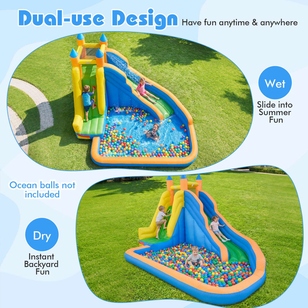 Kids Inflatable Water Slide with Climbing Wall & Splash Pool