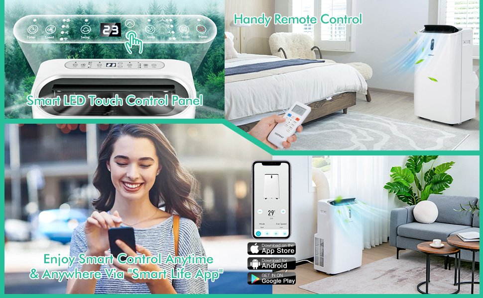 12000 BTU(Ashrae) Portable Air Conditioner with Smart App Control