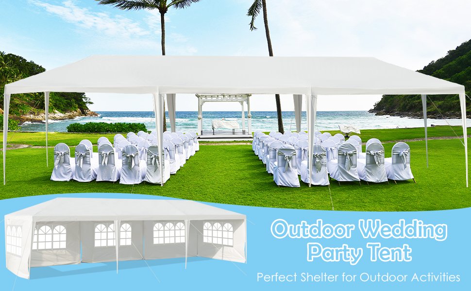 10 x 30 Feet Canopy Tent with 5 Removable Sidewalls for Party Wedding