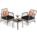3-Piece Outdoor Wicker Bistro Set with Adjustable Reclining Chairs