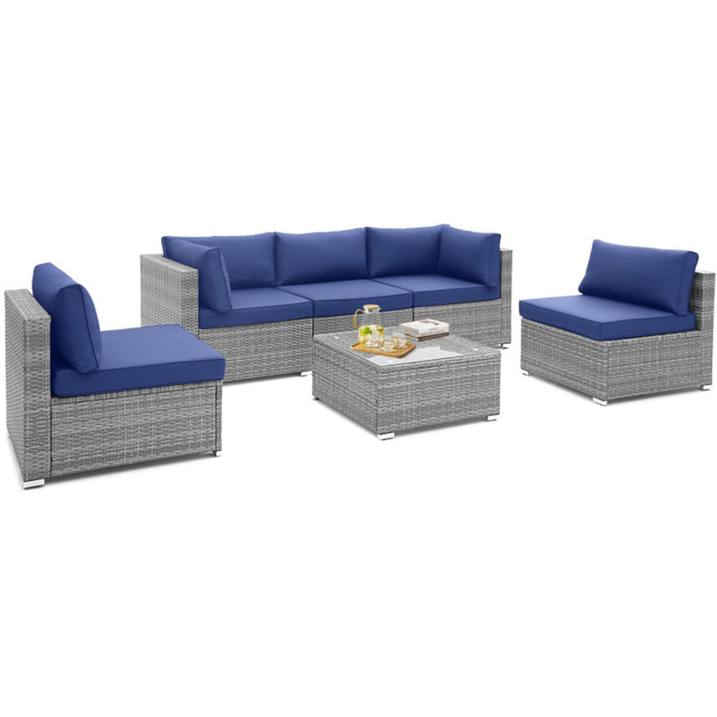 6-Piece Wicker Patio Sofa Set with Coffee Table - Clearance