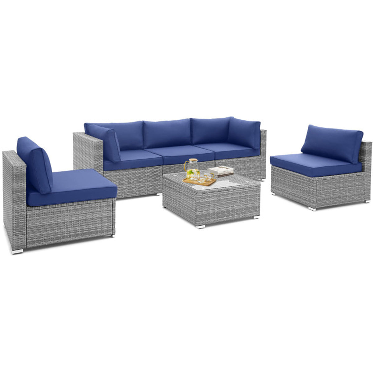 6-Piece Wicker Patio Sofa Set with Coffee Table - Clearance