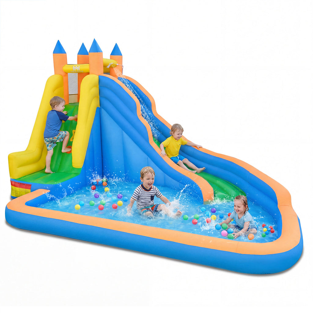 Kids Inflatable Water Slide with Climbing Wall & Splash Pool