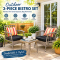3-Piece Outdoor Wicker Bistro Set with Adjustable Reclining Chairs