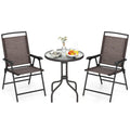 3-Piece Folding Metal Patio Bistro Set with Glass Table