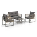 4-Piece PE Wicker Patio Conversation Set with Coffee Table