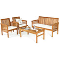 4-Piece Acacia Wood Patio Conversation Set with Coffee Table