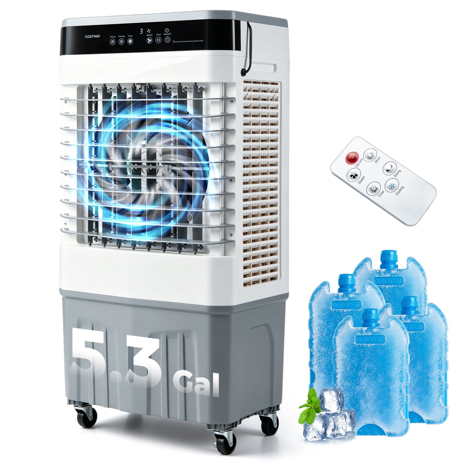 2100 CFM 3-in-1 Evaporative Air Cooler with 5.3 Gal Water Tank for Indoor Outdoor
