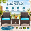 3-Piece Outdoor Wicker Patio Furniture Set with Cushions