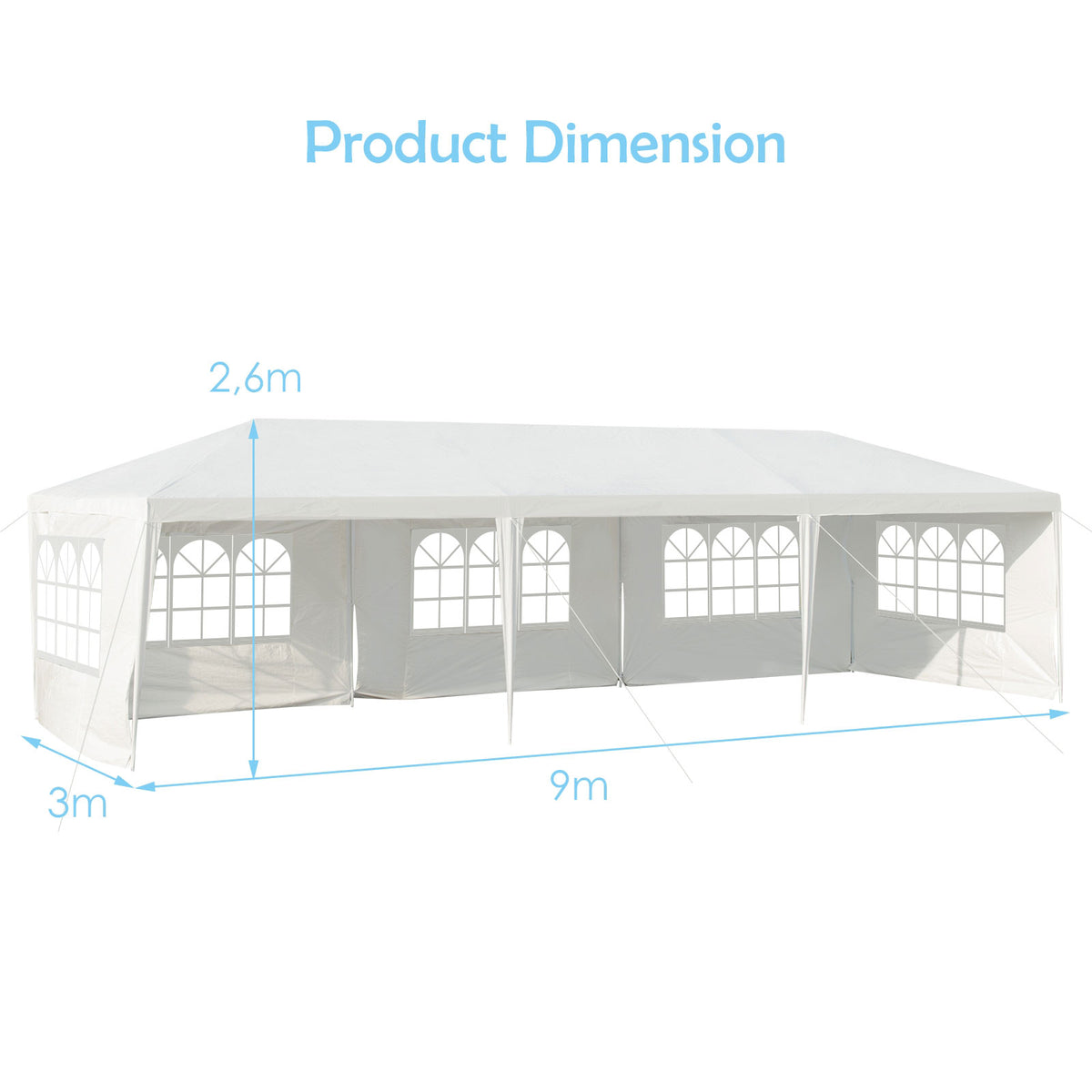 10×30ft Outdoor Wedding Party Tent with 5 Removable Sidewalls