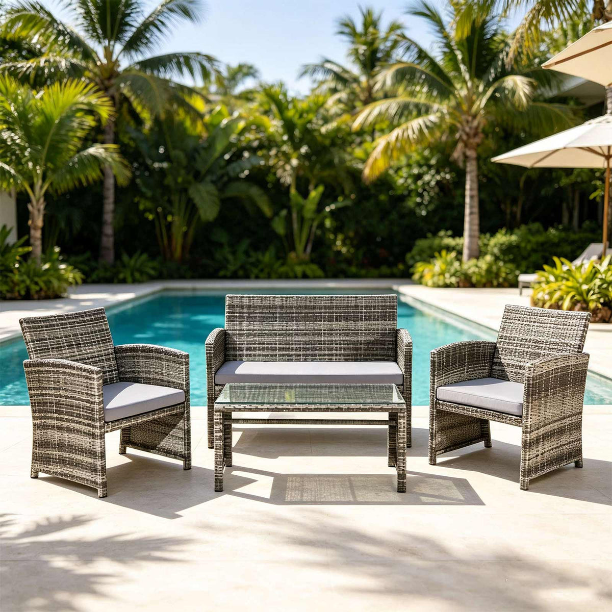 4-Piece Wicker Patio Furniture Set with Coffee Table - Clearance