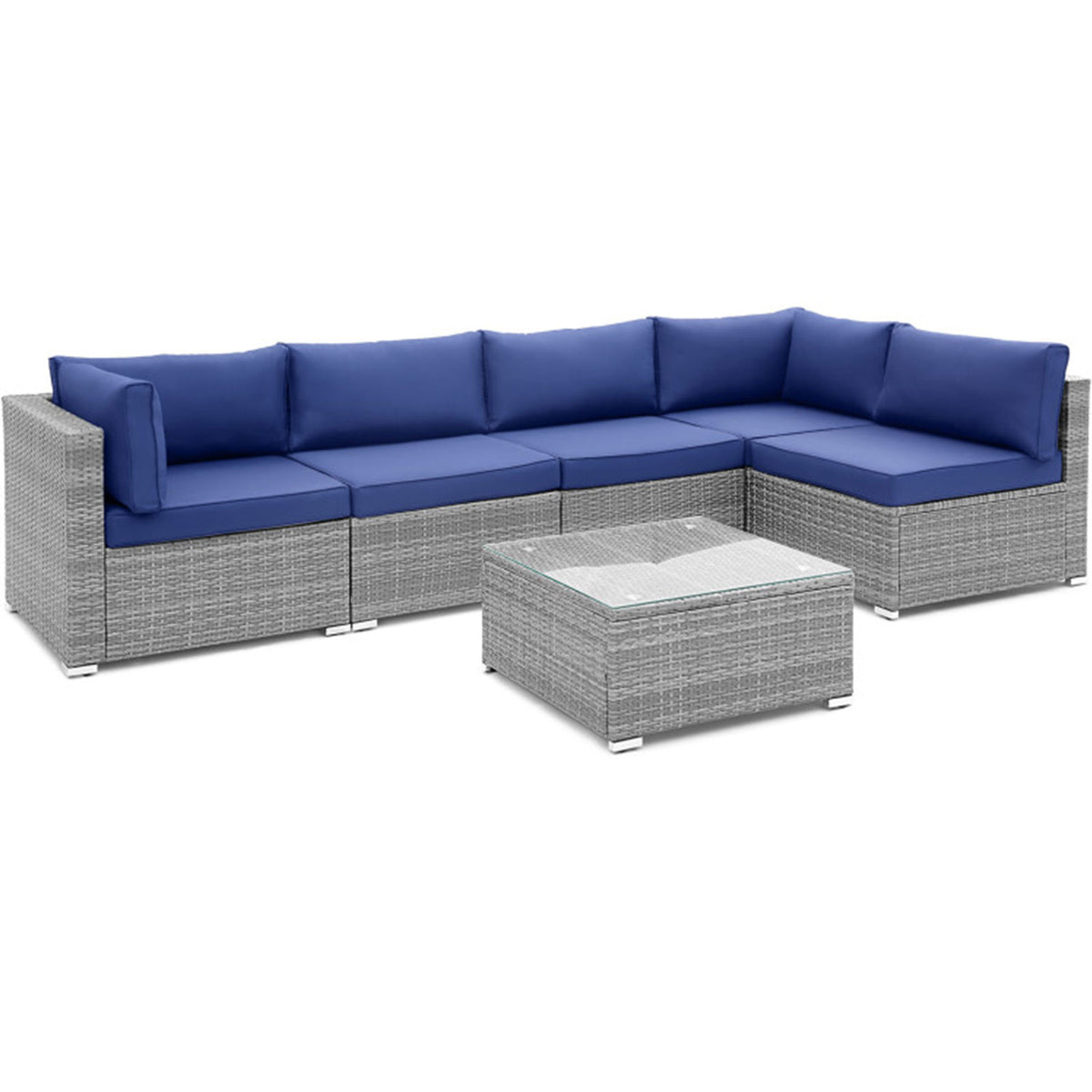 6-Piece Wicker Patio Sofa Set with Coffee Table - Clearance