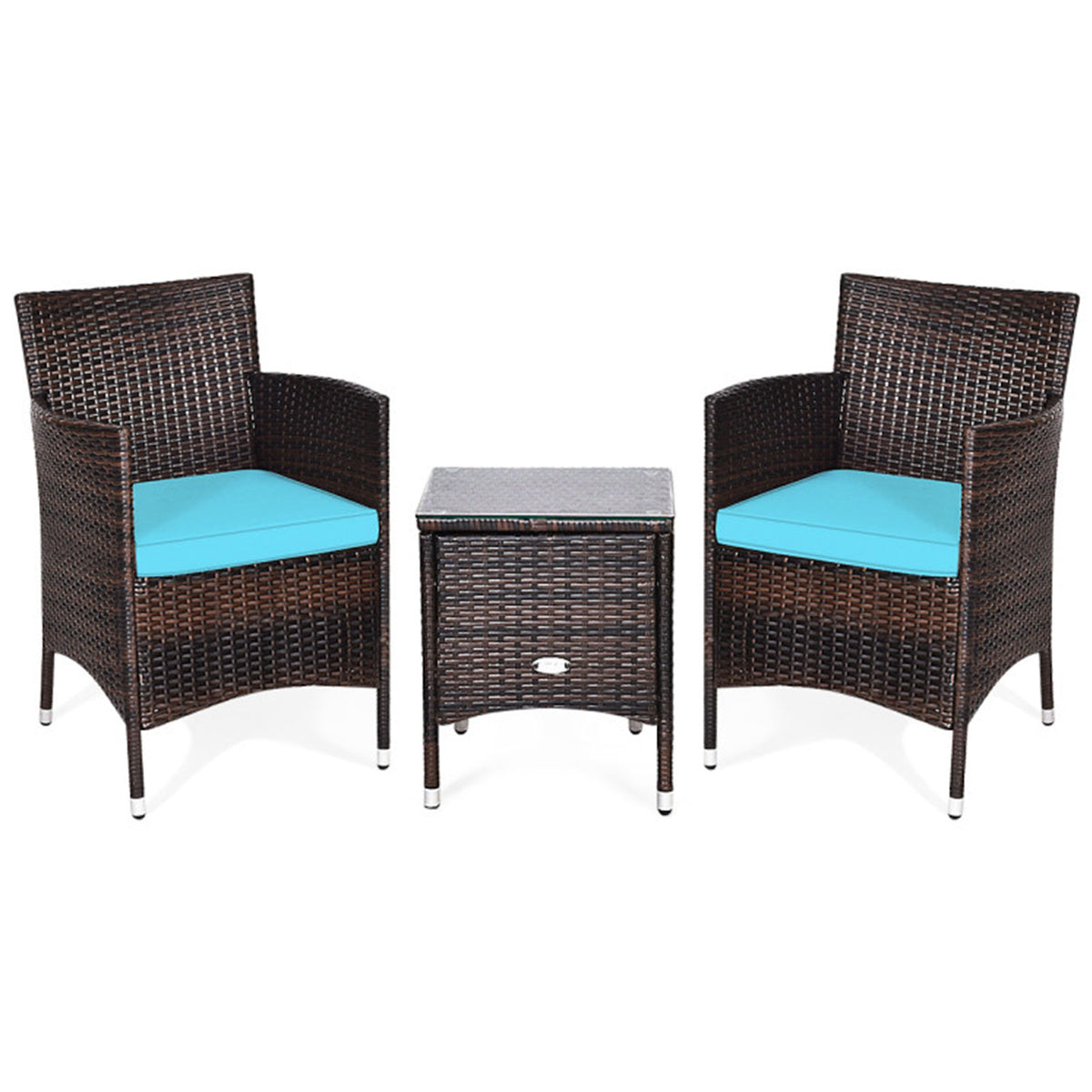 3-Piece Outdoor Wicker Patio Furniture Set with Cushions