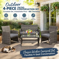 4-Piece Wicker Patio Furniture Set with Coffee Table - Clearance
