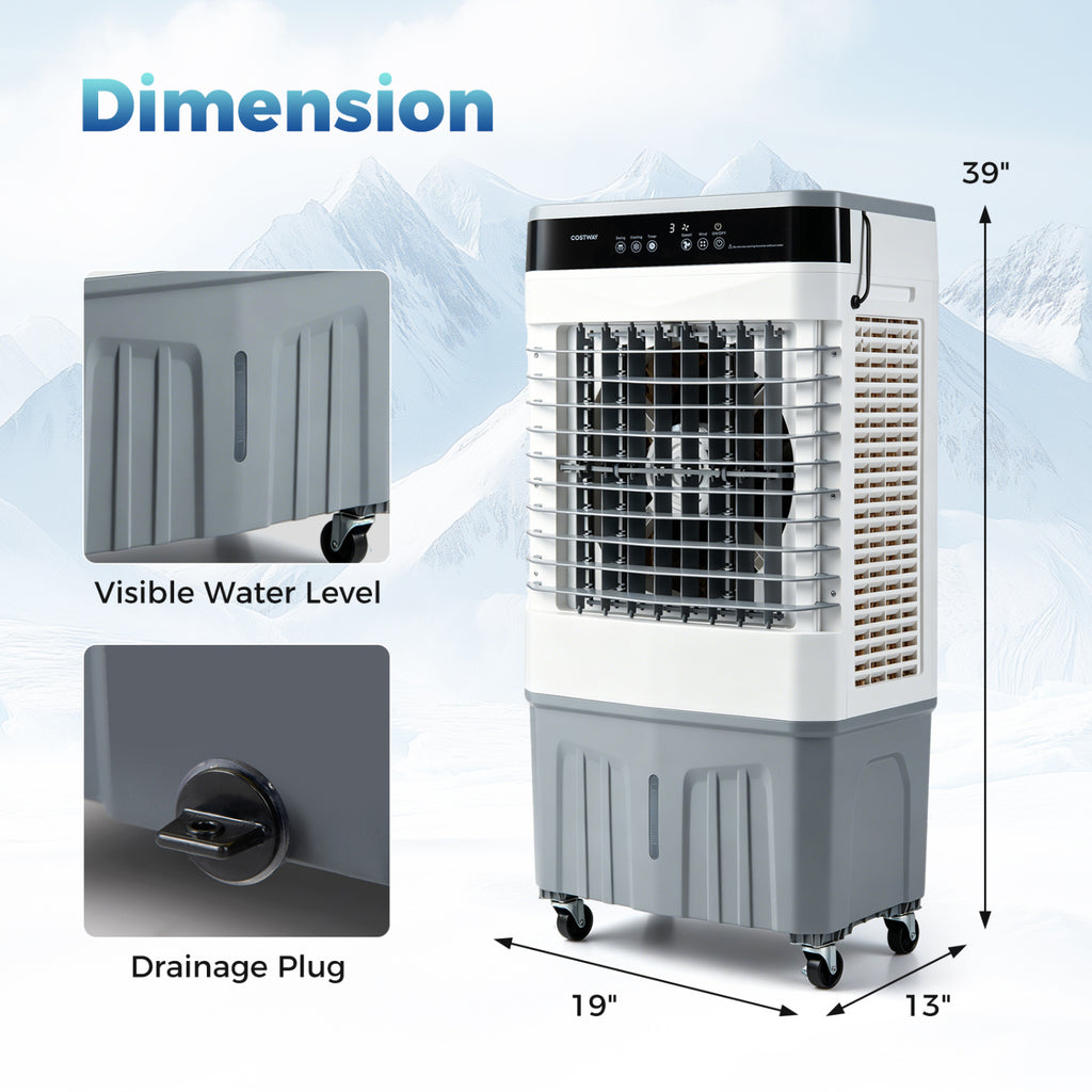 2100 CFM 3-in-1 Evaporative Air Cooler with 5.3 Gal Water Tank for Indoor Outdoor