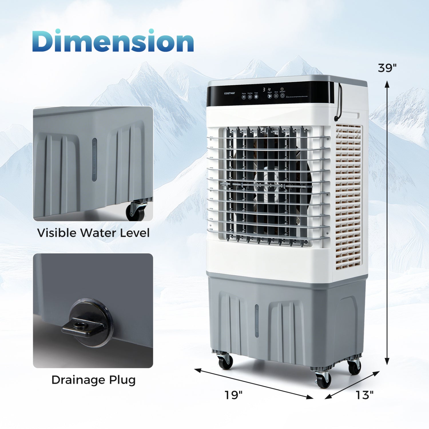 2100 CFM 3-in-1 Evaporative Air Cooler with 5.3 Gal Water Tank for Indoor Outdoor