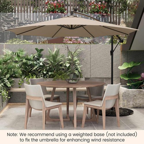 10ft Solar LED Cantilever Patio Umbrella with Lights
