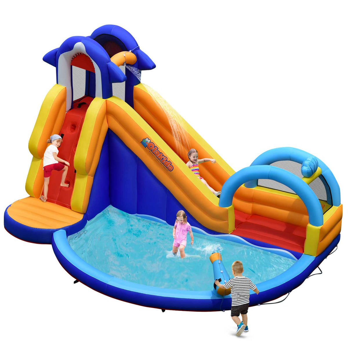 Kids Inflatable Water Bounce House with Slide & Splash Pool
