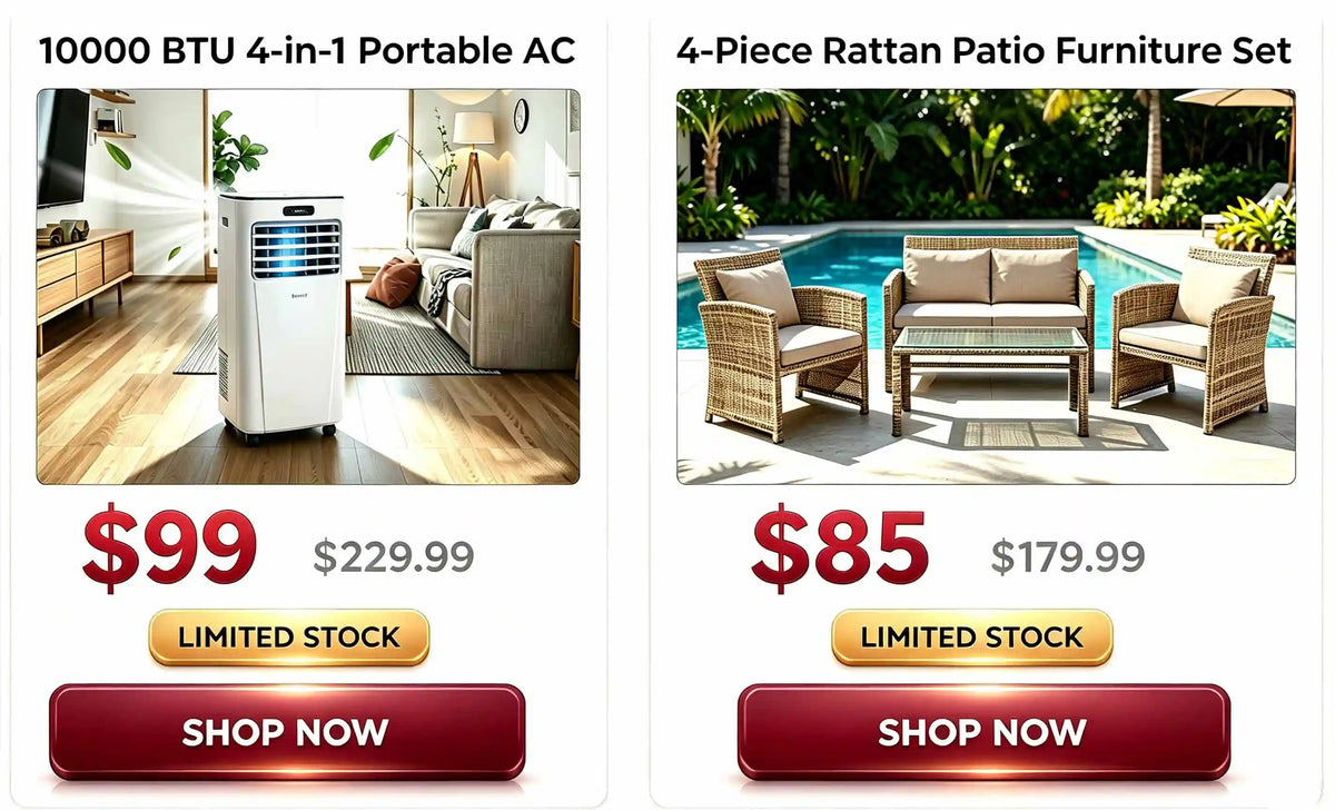 Doorbuster deals on portable air conditioner and patio furniture