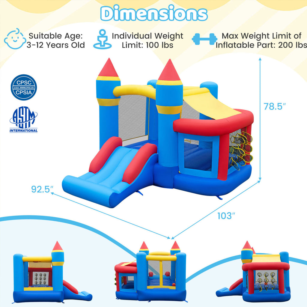Kids Inflatable Bounce House with Slide & Ball Pit