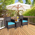 3 Pieces Ergonomic Wicker Patio Conversation Set