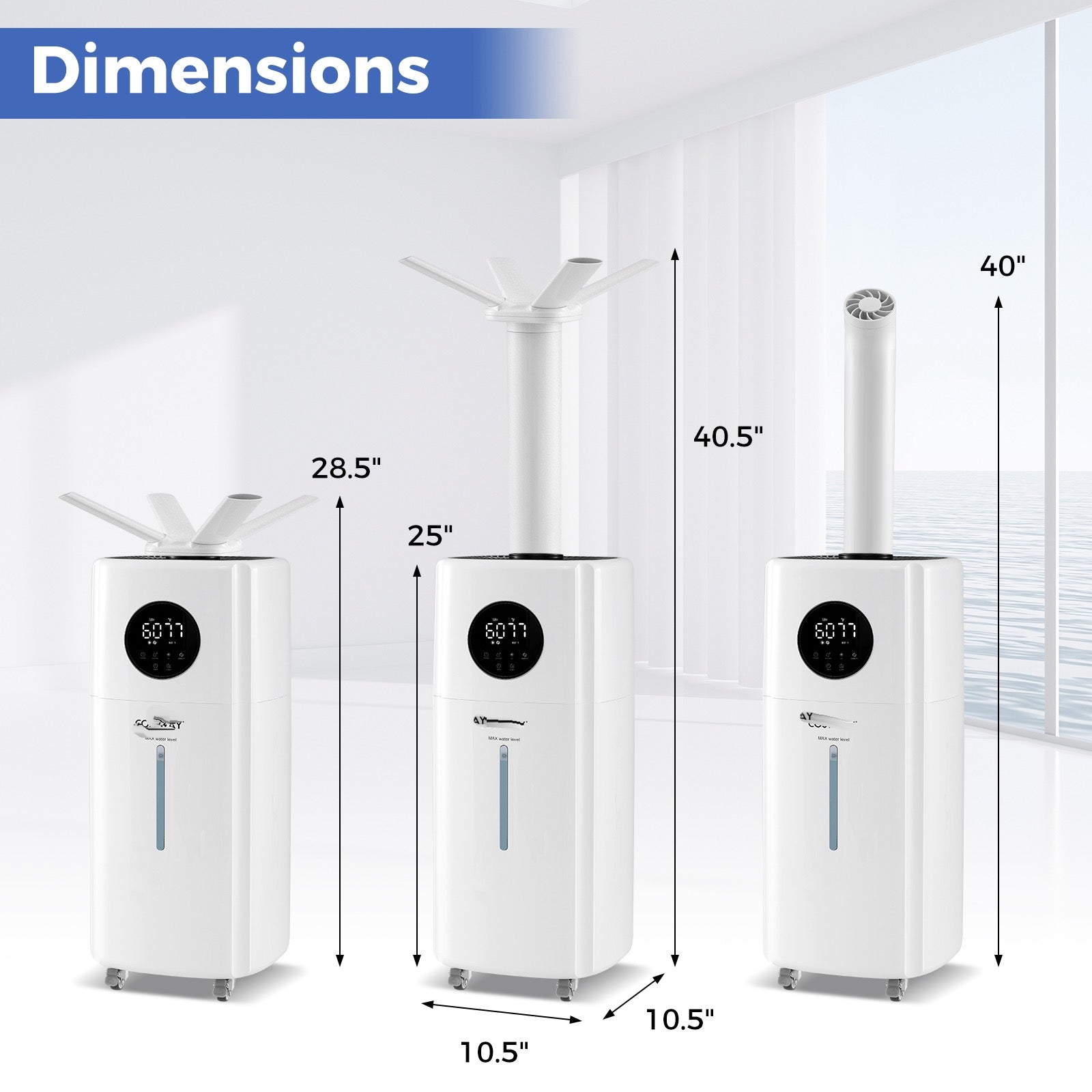 5.5Gal Humidifier with 360° Nozzles and Power-off Memory