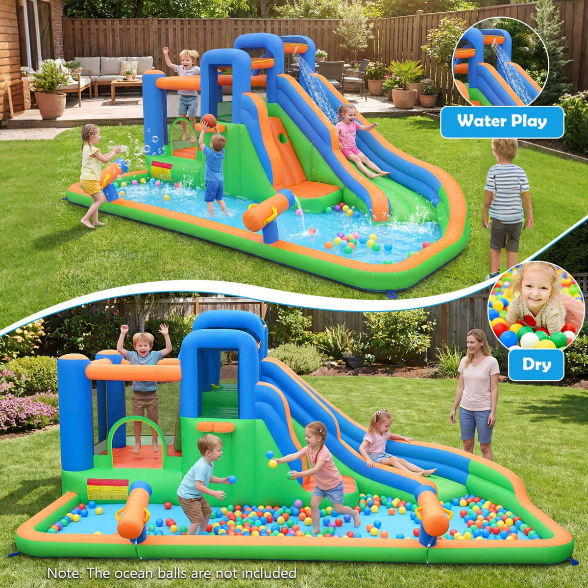 Kids Inflatable Water Slide Park with Splash Pool