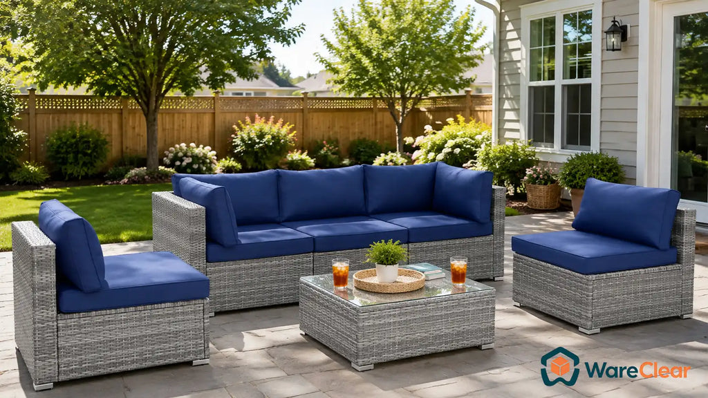 6-Piece Wicker Patio Sofa Set with Coffee Table - Clearance