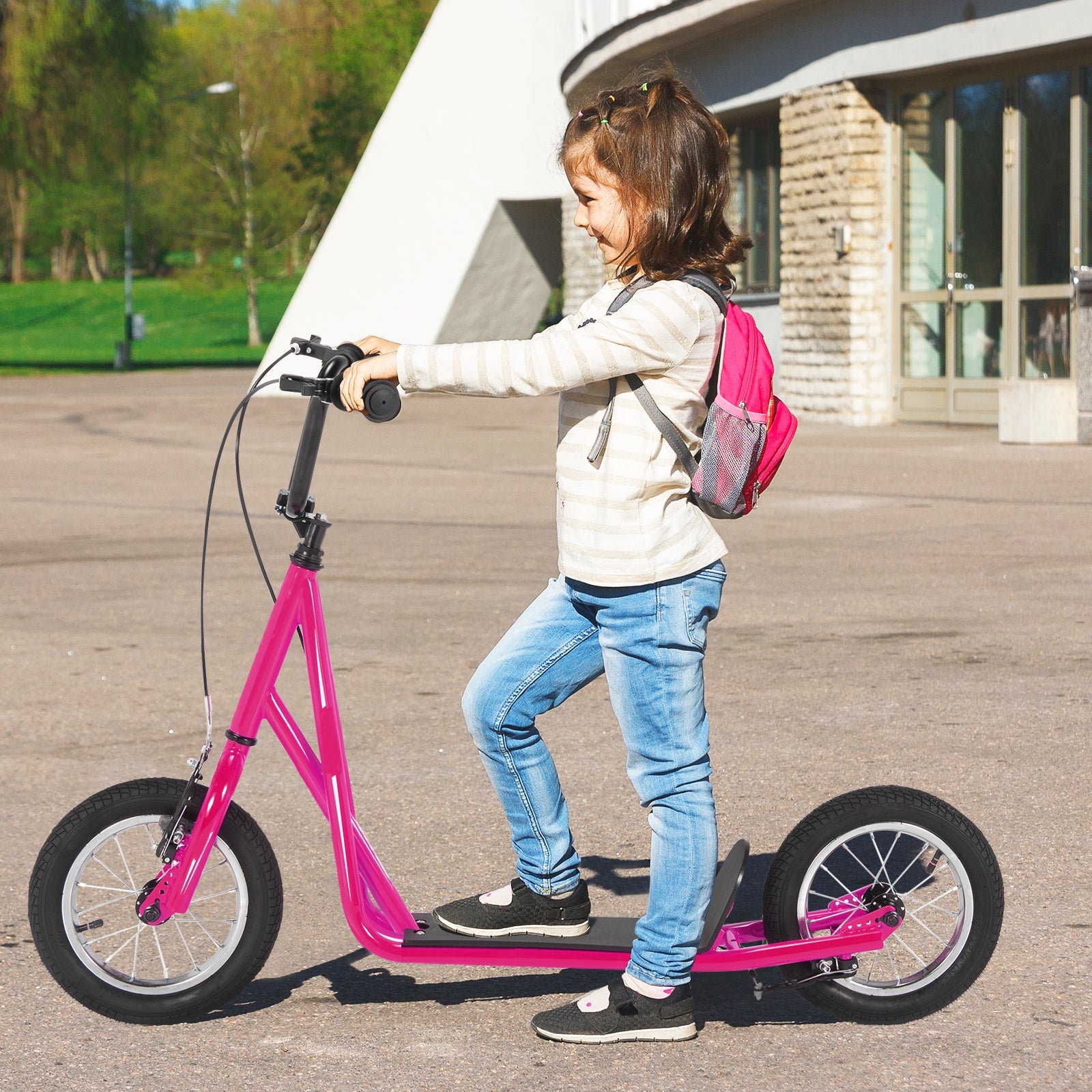 Height Adjustable Kid Kick Scooter with 12 Inch Air Filled Wheel