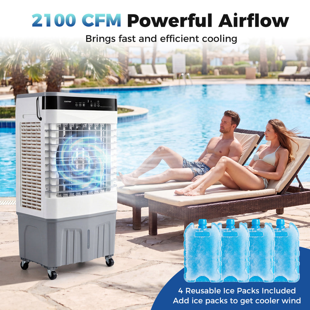 2100 CFM 3-in-1 Evaporative Air Cooler with 5.3 Gal Water Tank for Indoor Outdoor