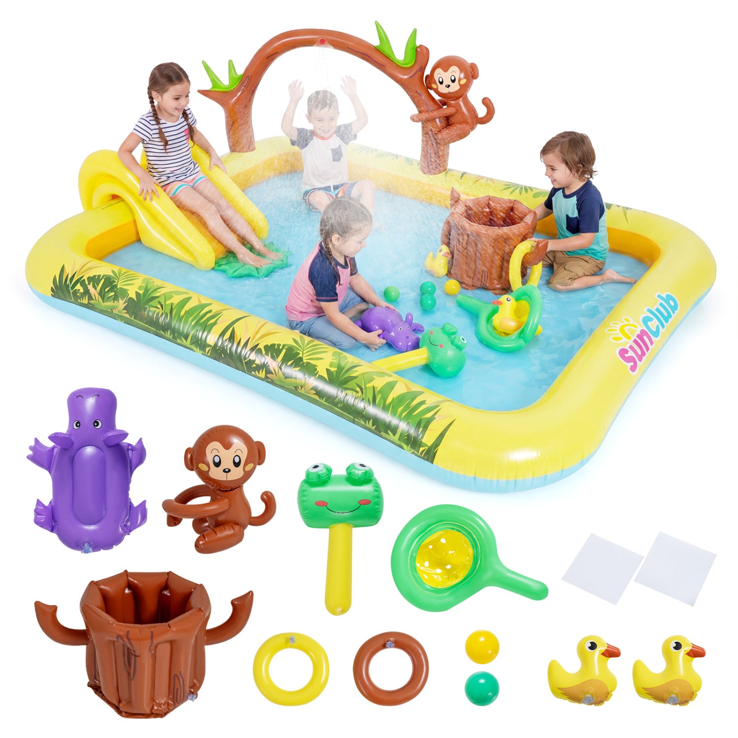 Animal Spray Pool with Slide for Backyard and Garden