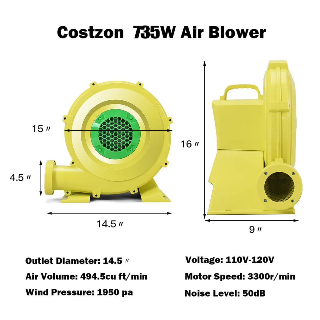 480/735/950 W 1.0 HP Air Blower Pump Fan for Inflatable Bounce House
