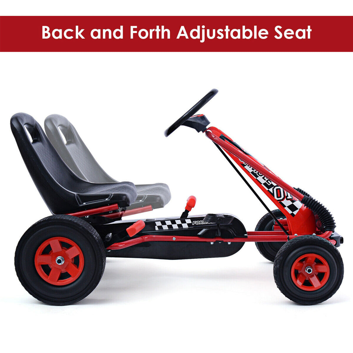 Kids Pedal Go-Kart with Adjustable Seat | 4 Wheel Ride On