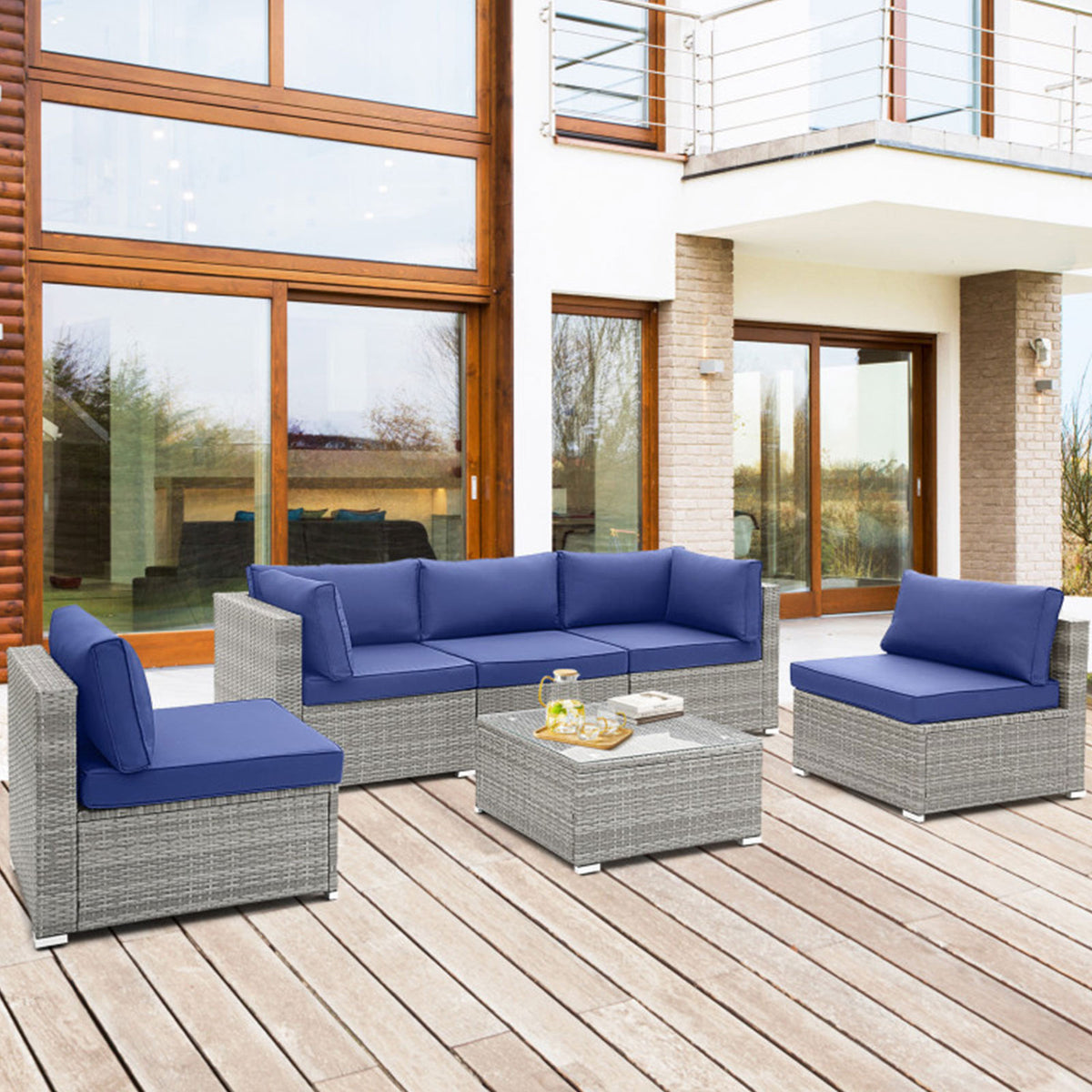 6-Piece Wicker Patio Sofa Set with Coffee Table - Clearance
