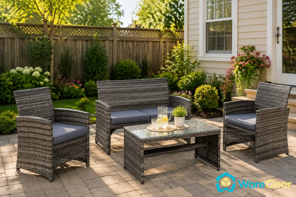 4-Piece Wicker Patio Furniture Set with Coffee Table - Clearance