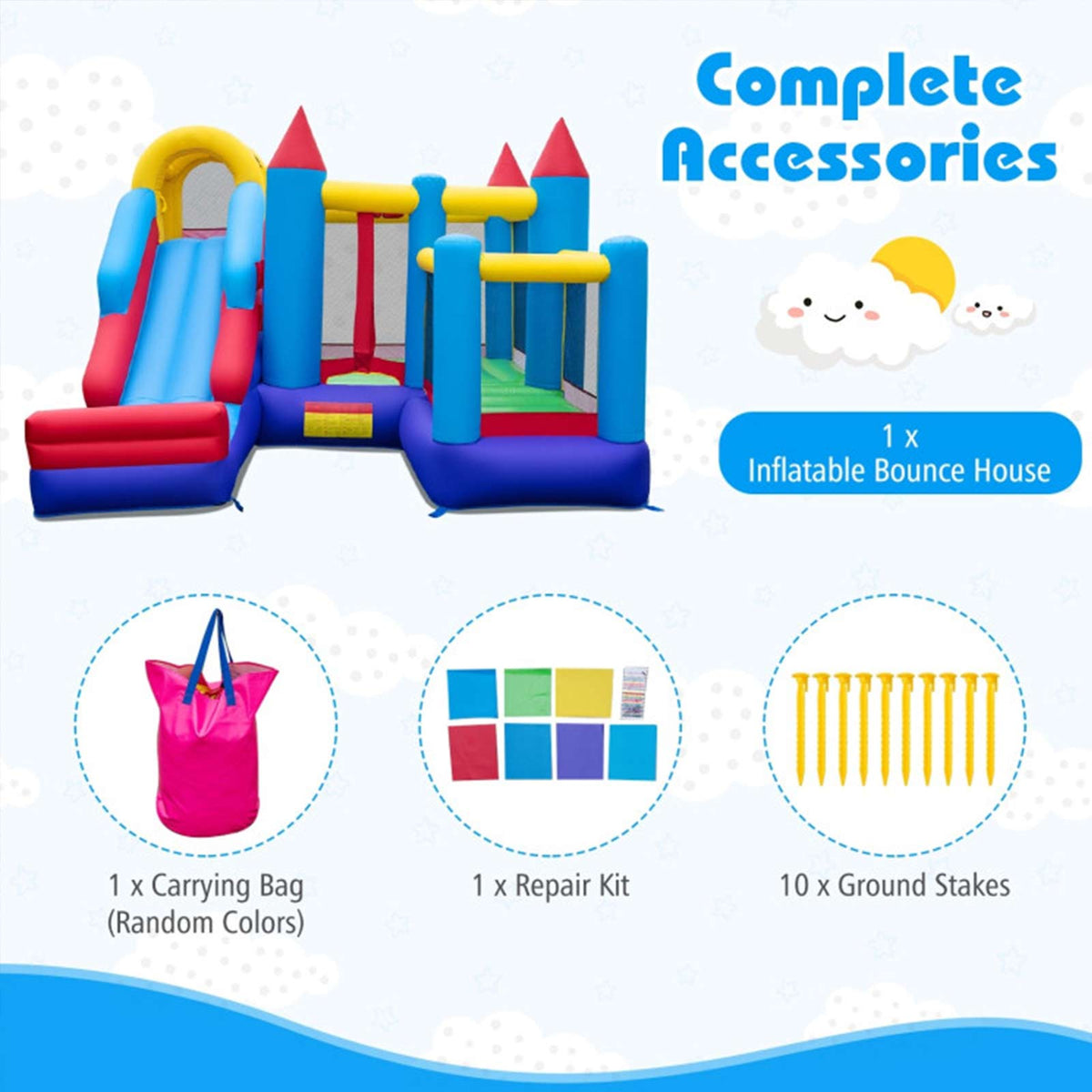 4-in-1 Kids Inflatable Bounce House with Slide