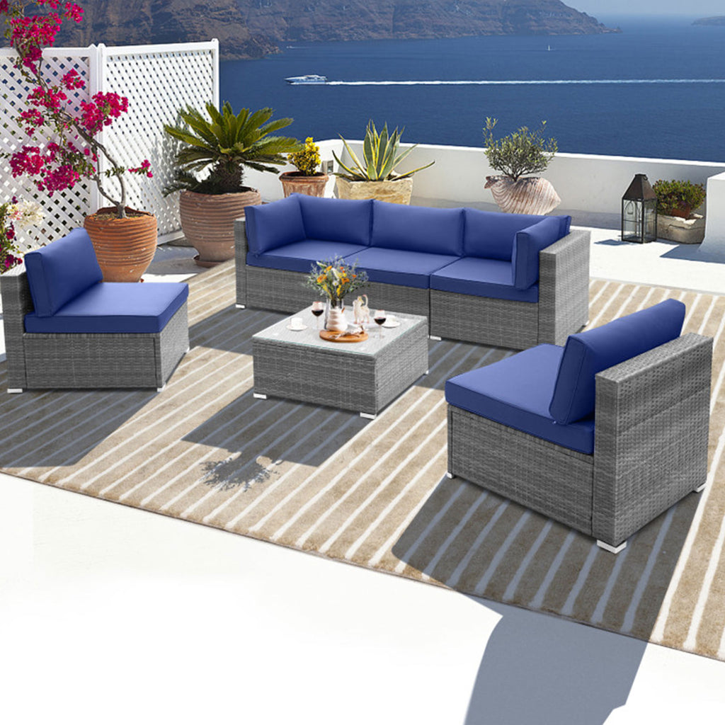 6-Piece Wicker Patio Sofa Set with Coffee Table - Clearance