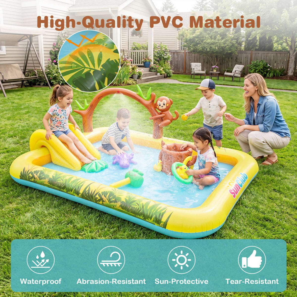 Kids Animal Inflatable Sprinkler Pool with Slide & Ball Pit